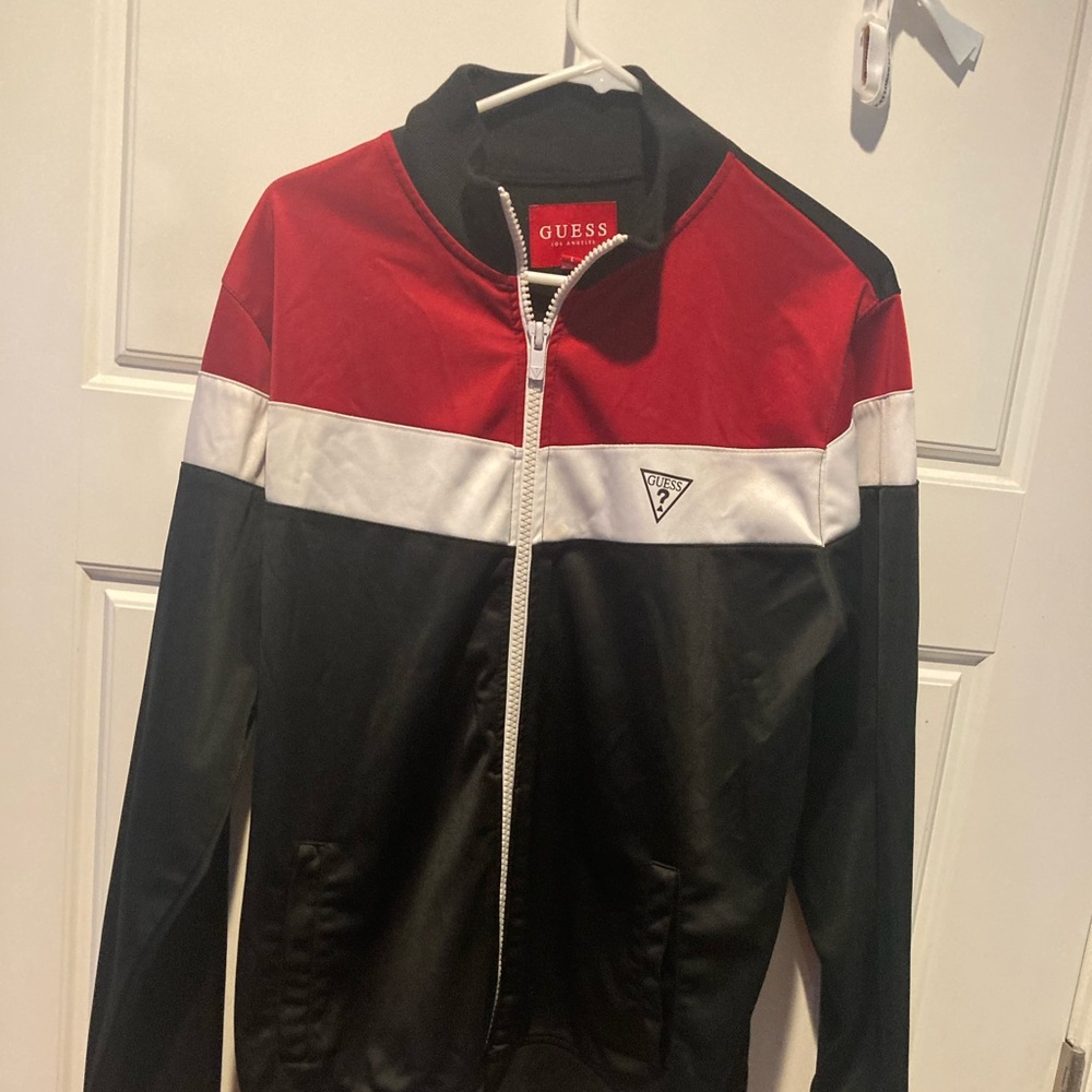 Guess Los Angeles - Men's Track Top Jacket - Black / White / Red